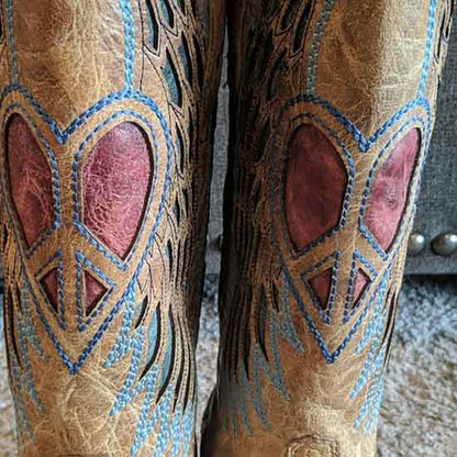 Women's Floral Embroidery Boots Country Cowgirl Boot