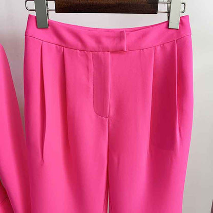 Women Rose pink Blazer + Flare Trousers Suit
