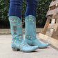 Women Country Cowboy Embroidery Boots Casual Mid-calf Dress Boots