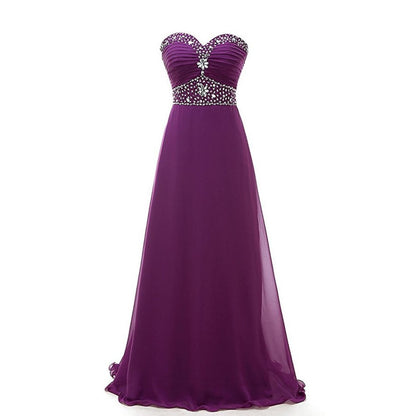 Off The Should Prom Dress with Beads Long Chiffon Party Gowns Starpless Evening Maxi Dress