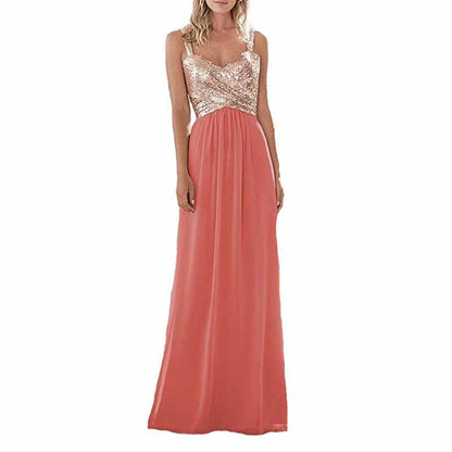 Sequin Top Bridesmaid Dresses Long Chiffon Formal Dresses for Women