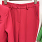 Women Rose Pink Blazer + Flare Trousers Suit Two Piece Pantsuits