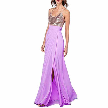 Womens Sequin Top Bridesmaid Dress Cocktail Party Swing Dresses