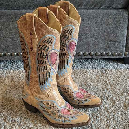 Women's Floral Embroidery Boots Country Cowgirl Boot