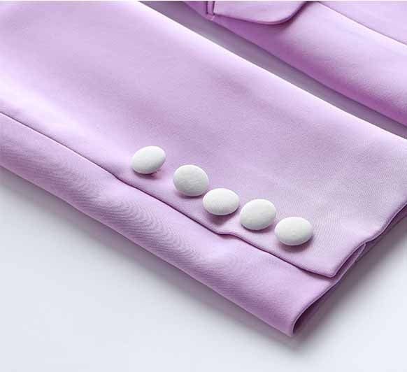 Women's Spring Summer Shawl White Collar Fitted Blazer Lavender Coat