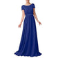 sd-hk Elegant Evening Maxi Dress Short Sleeve Long Bridesmaid Gowns