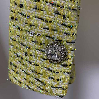 Womens Yellow Three Piece Suit + Short Skirt Formal Set