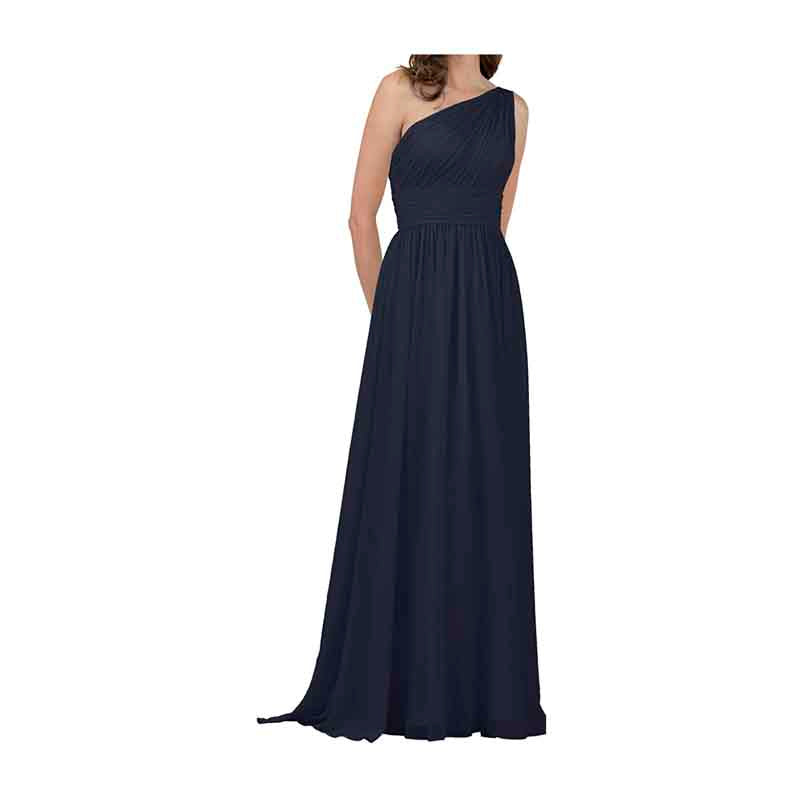 Women One Shoulder Bridesmaid Dresses Chiffon Long Maxi Formal Party Dress