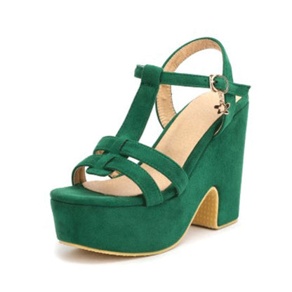 Women's Shoes Platform Heels Sandals Suede Wedge Chunky Heels