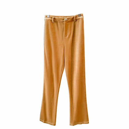 Camel velvet women's pantsuit with a stylish design, perfect for chic and comfortable outfits