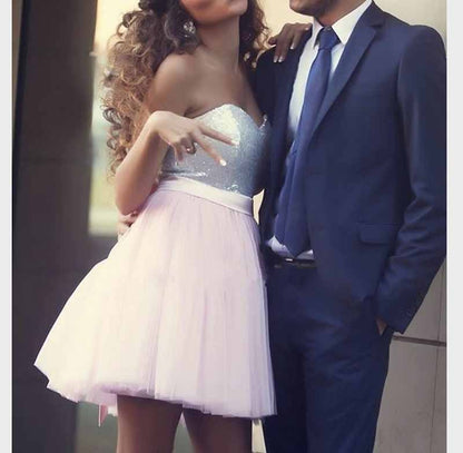 Sleeveless Sequin Sweetheart Wedding Dresses Short Mini Beach Bridal Gowns