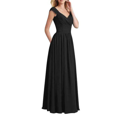 Womens Long Sleeveless Flowy Bridesmaid Cocktail Evening Gown Maxi Dress