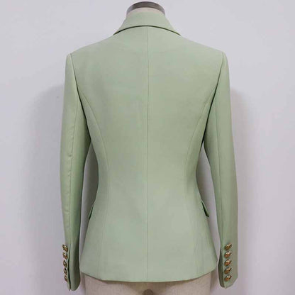 Women Coats Pistachio Green Jacket Long Sleeves Blazer Breasted Coat