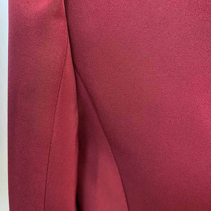 Womens Wine Red Jacket Coat Metal Lion Button Double Breasted Slim Blazer