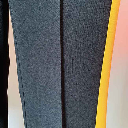 Women's Black Yellow Two Piece Pantsuit + Flare Bottoms Two Piece Pantsuit Set