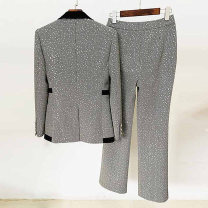 Women's Suit Trousers With Check Pattern Fashion Two PIeces Pansuits