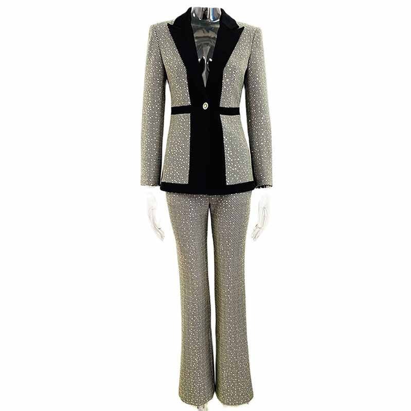 Women's Suit Trousers With Check Pattern Fashion Two PIeces Pansuits
