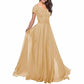 Chiffon Lace Bridesmaid Dress Short Sleeves Long Length Bridesmaid Dress Evening Maxi Dress