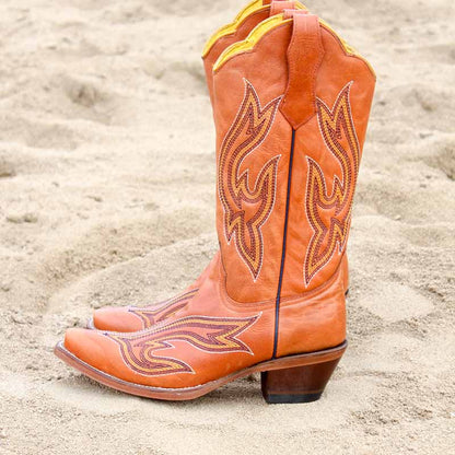 Women Cowboy Western Boots Yellow | Pink | Orange