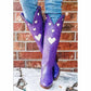 Women Embroidery Heart Cowgirl Boots Colorful Knee High Boot