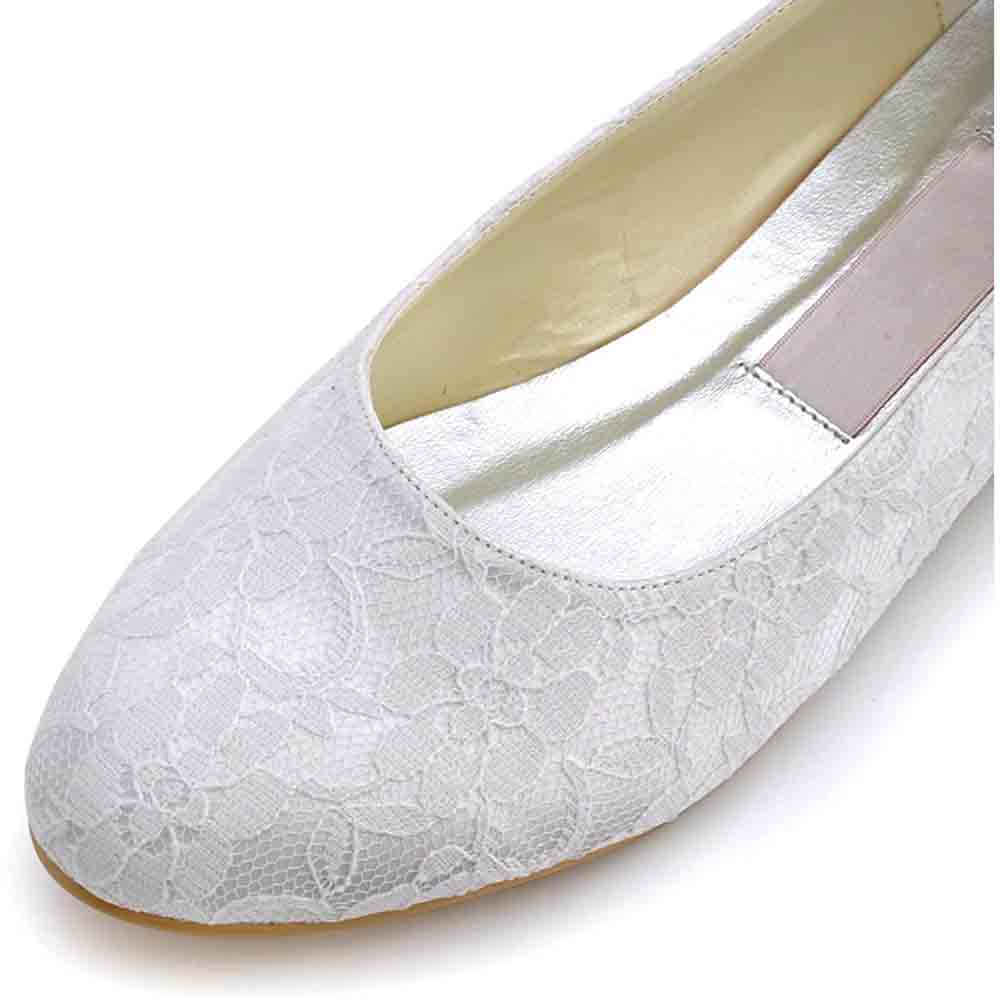 White lace comfortable bridal flats for wedding with a soft cushioned interior