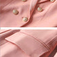 Women's Luxury Fitted Blazer Coral Lion Buttons Coat Double Breasted Jacket