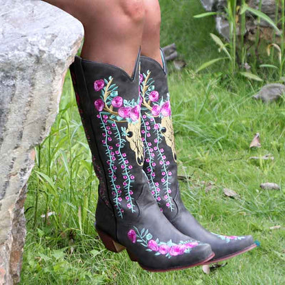 S&Dco Women's Western Cowboy Boots with Floral Design