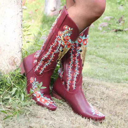 S&Dco Women's Western Cowboy Boots with Floral Design