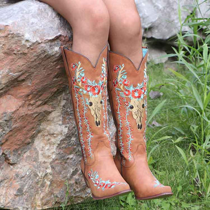 S&Dco Women's Western Cowboy Boots with Floral Design