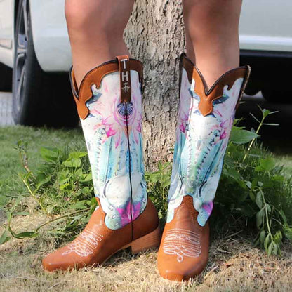 S&Dco Women's Western Cowboy Boots with Floral Design