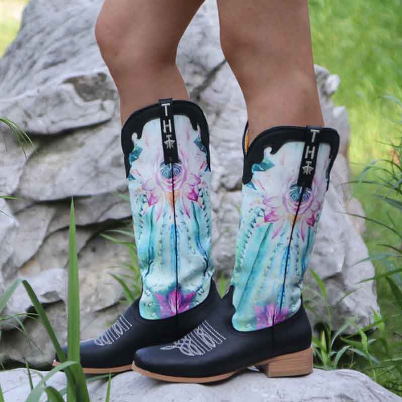 Women Western Boots Chunky Heel Cowgirl Cowboy Retro Short Ankle Boots