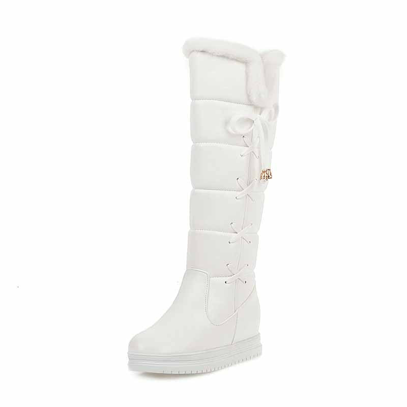 Stylish white snow boots by sd-hk, perfect cute winter boots for women with fur trim and lace-up design