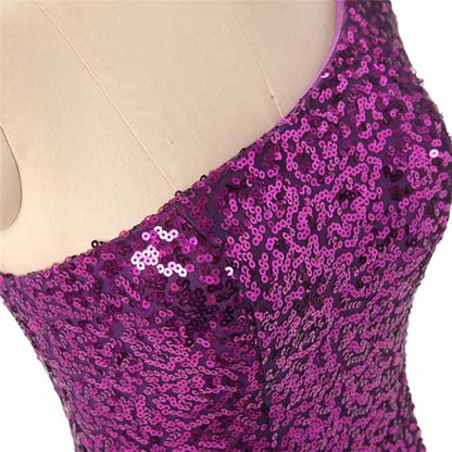 Women's One Shoulder Mermaid Prom Dress Sequin Sparkle Wedding Gowns