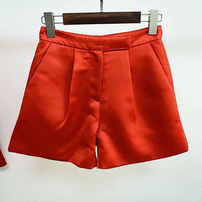 Women Red Bra+ Blazer + Red Shorts 3 Pieces Suit