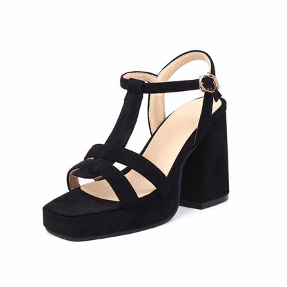 Women's Suede Shoes Platform Heels Sandals Wedge Chunky Heels