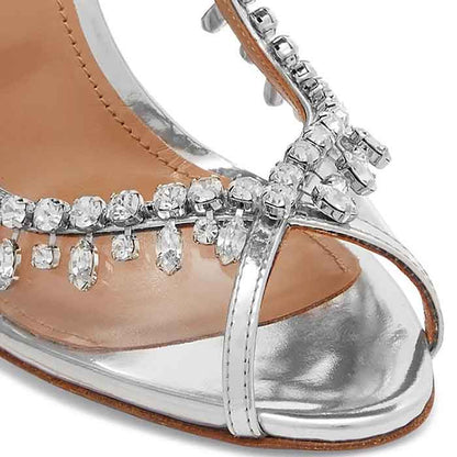 Silver Rhinestone Clear Pumps Stiletto Heels Wedding Shoes