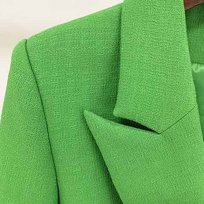 Women's Green Lion Buttons Fitted Blazer Jacket