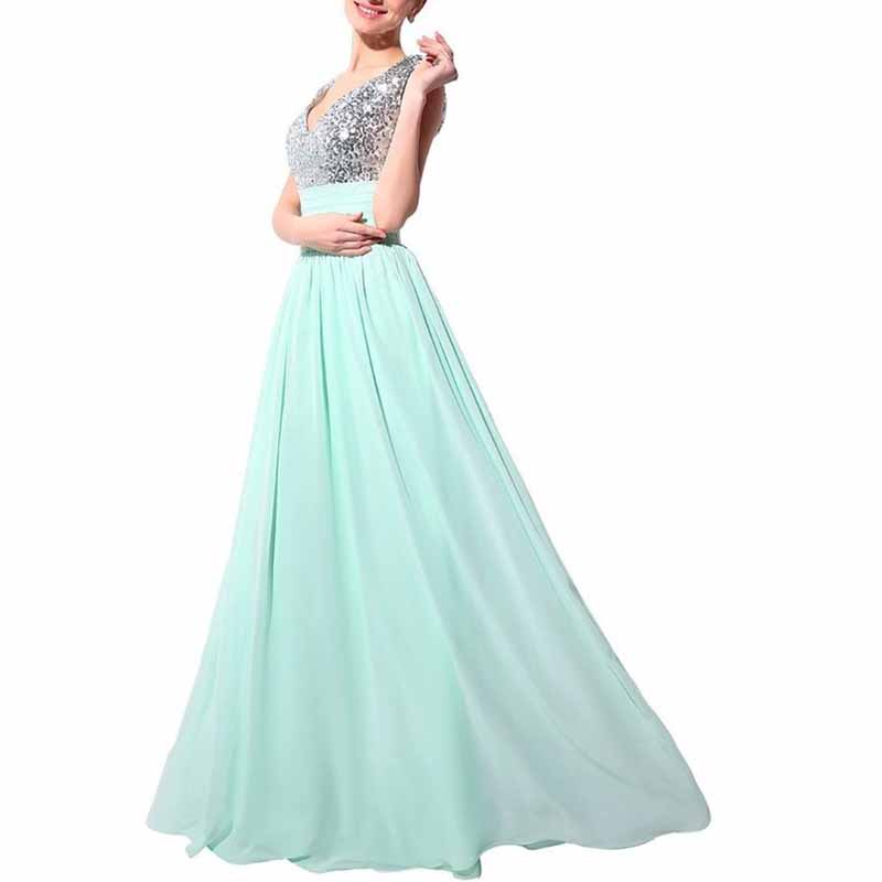 Sequin Top Bridesmaid Dress Chiffon Floor-Length Bridesmaid Dress100+colors