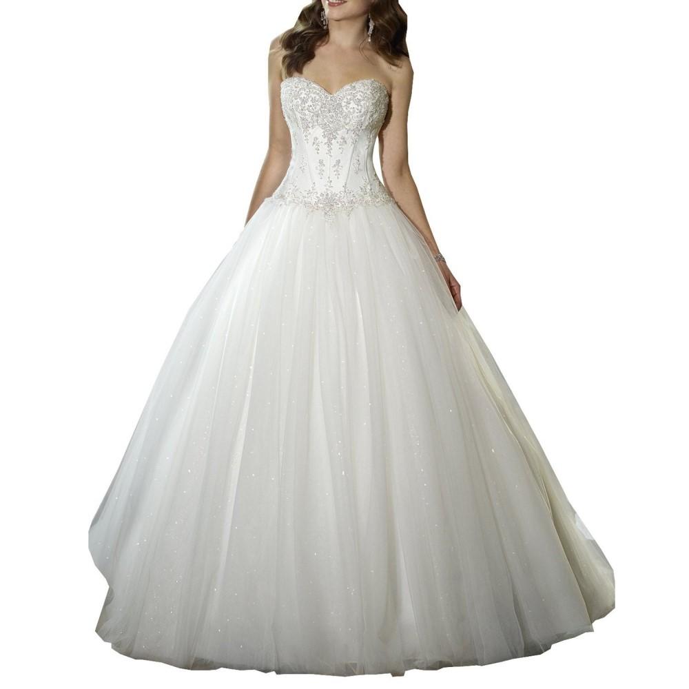 Sweetheart Beaded Corset Bodice Classic Tulle Wedding Dress