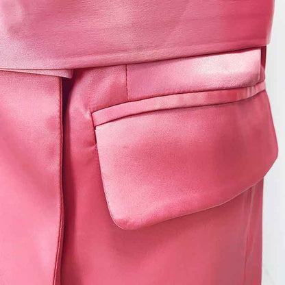 Women's Satin Dresses Jackets Waistband Satin Dress Coat