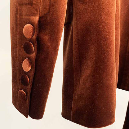 Women Velvet Bronze Green Purple Blazer + Flare Trousers Suit