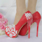 Sd-hk Bridal Shoes Women Platform White Comfortable Wedding Heels for Bridal