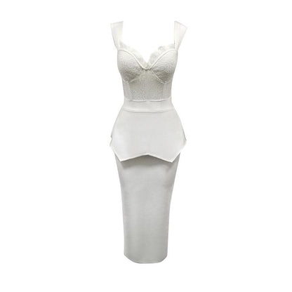 sd-hk White Party Dress for Women Two Piece Girls Night Wear Set