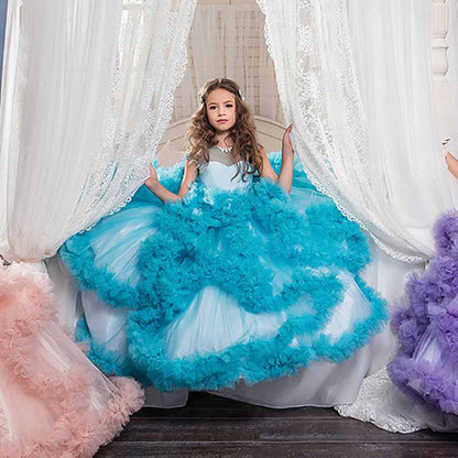 Flower Girl Dresses Tiers Tulle Ball Gown Little Girl Wedding Dresses Little Girls Gowns