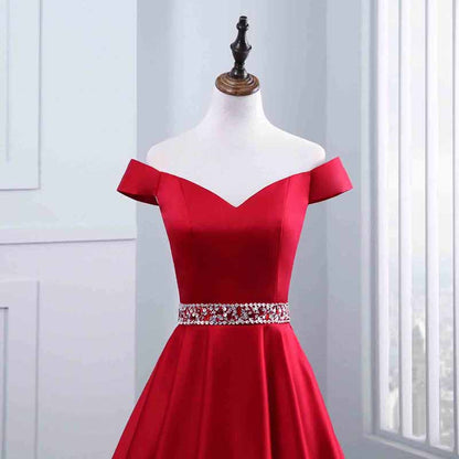 Satin Short Prom Dresses Mini Homecoming Dress Off Shoulder Gowns for Ladies