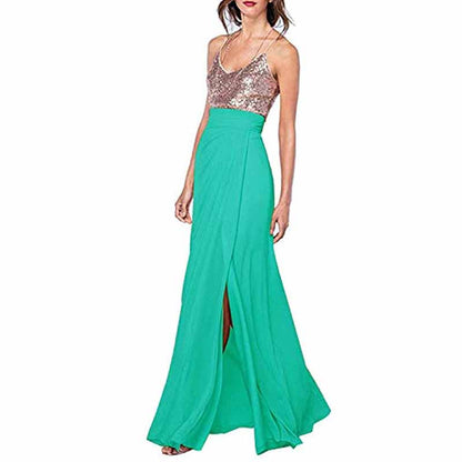 Womens Sequin Top Bridesmaid Dress Cocktail Party Swing Dresses