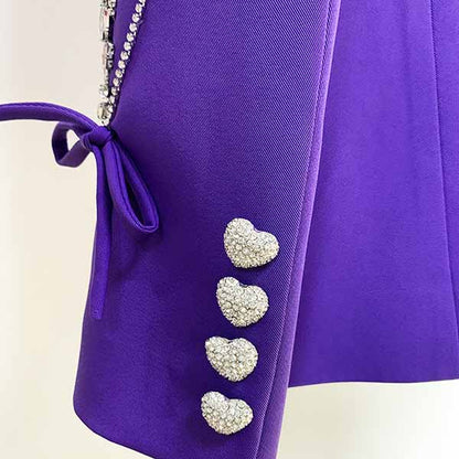 Women's Luxury Decoration Loose Fit Purple Blazer Jacket Coat