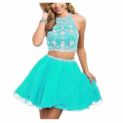 Women's 2 Piece Prom Dresses Short Homecoming Party Cocktail Gown Tulle Gala Dress