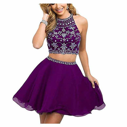 Women's 2 Piece Prom Dresses Short Homecoming Party Cocktail Gown Tulle Gala Dress