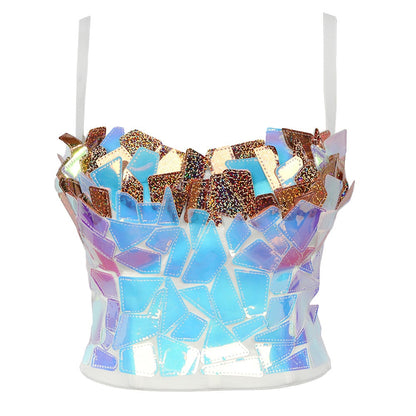 Party Corset Top Push Up Spangly Bra Club Vest For Ladies